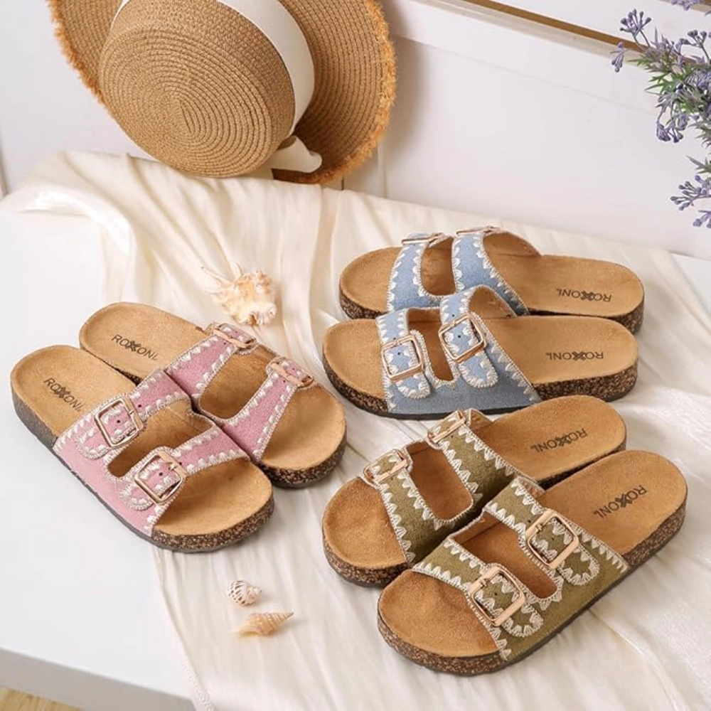 Roxoni Women’s Double Buckle Indoor Outdoor Sandals