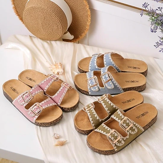 Roxoni Women’s Double Buckle Indoor Outdoor Sandals