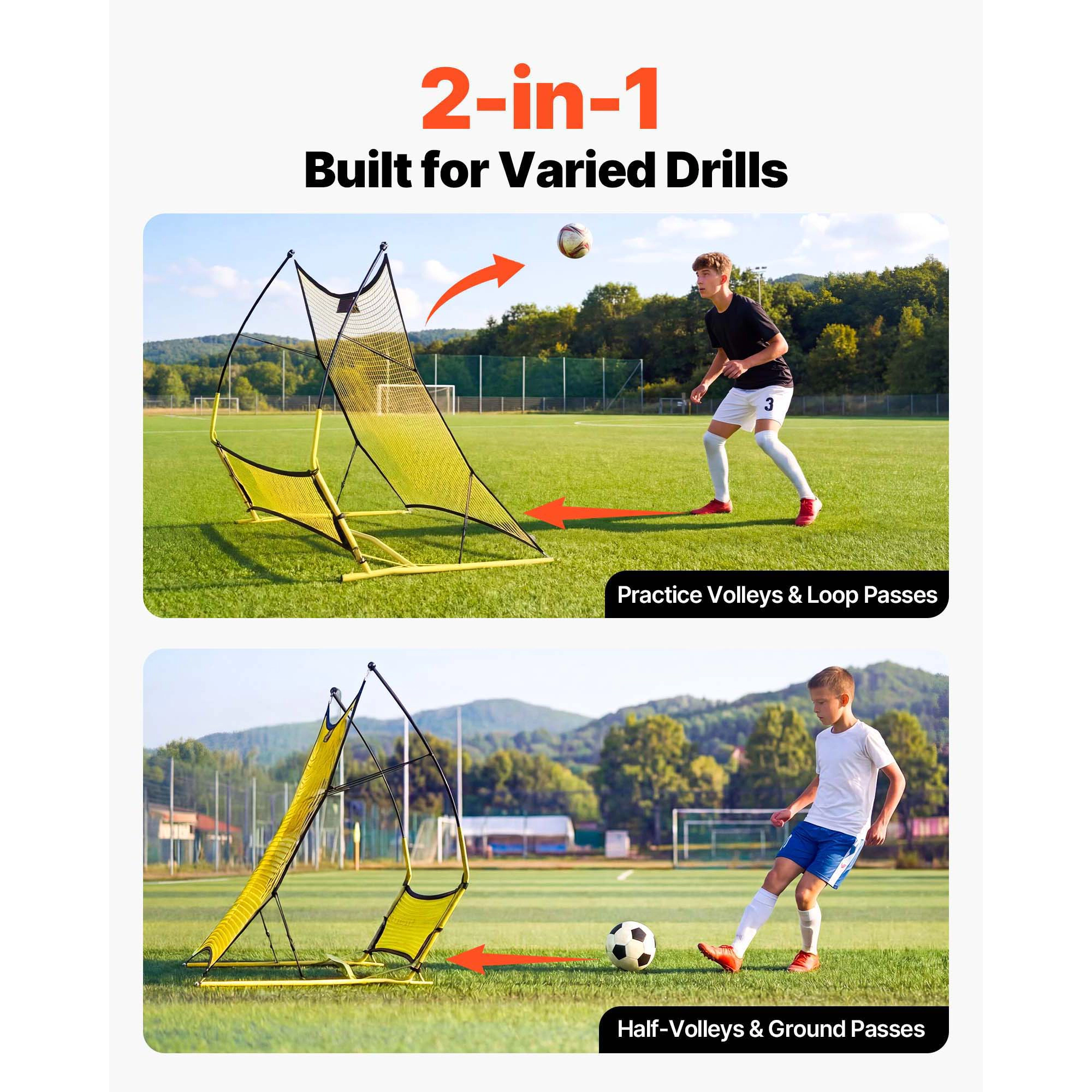 HONGGE Soccer Rebounder Net for Control Passing Practice, Iron & Net, Easy Setup Ball Training Equipment