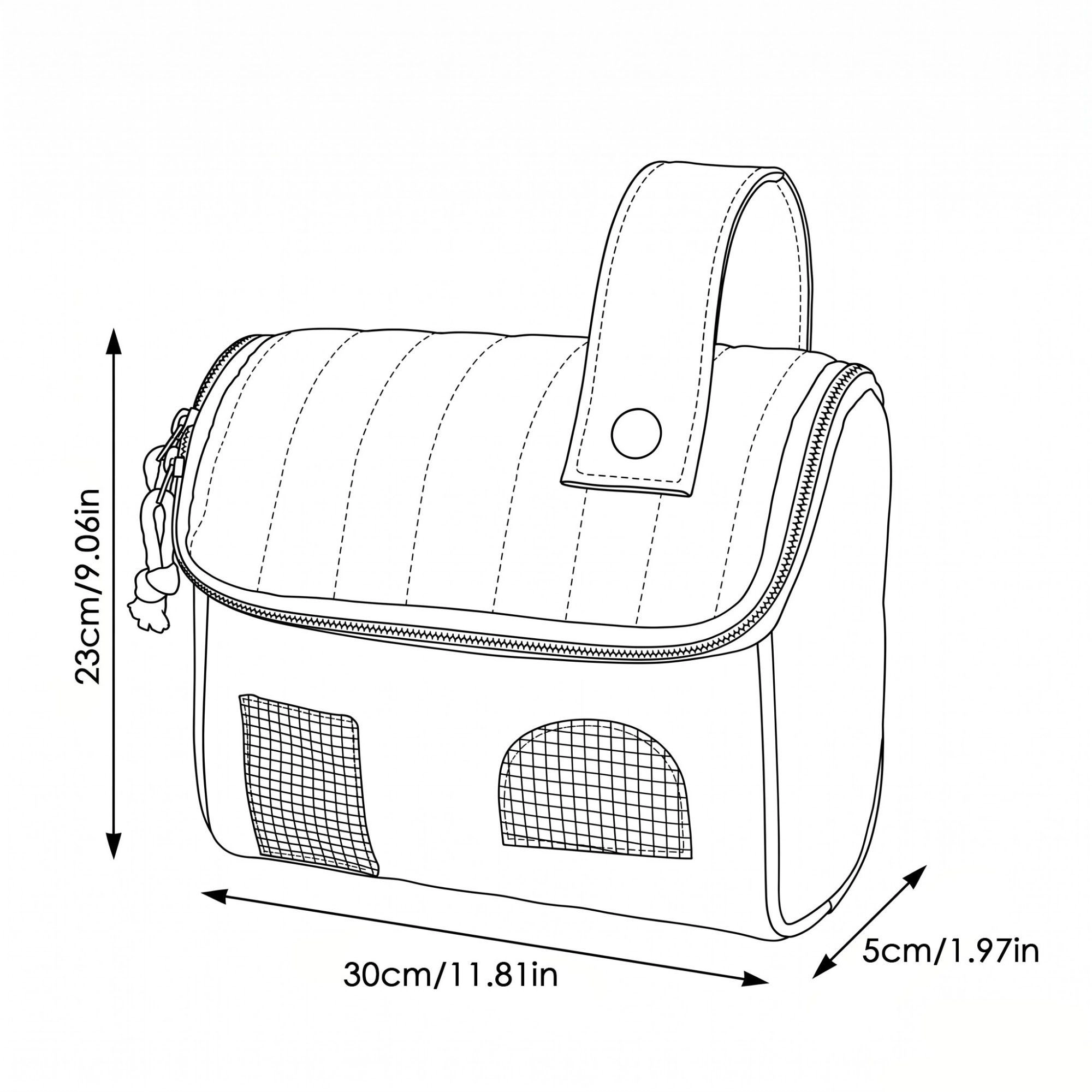 Alilang Unisex Quilted Makeup Bag with Handle and Colorblock Patch Design