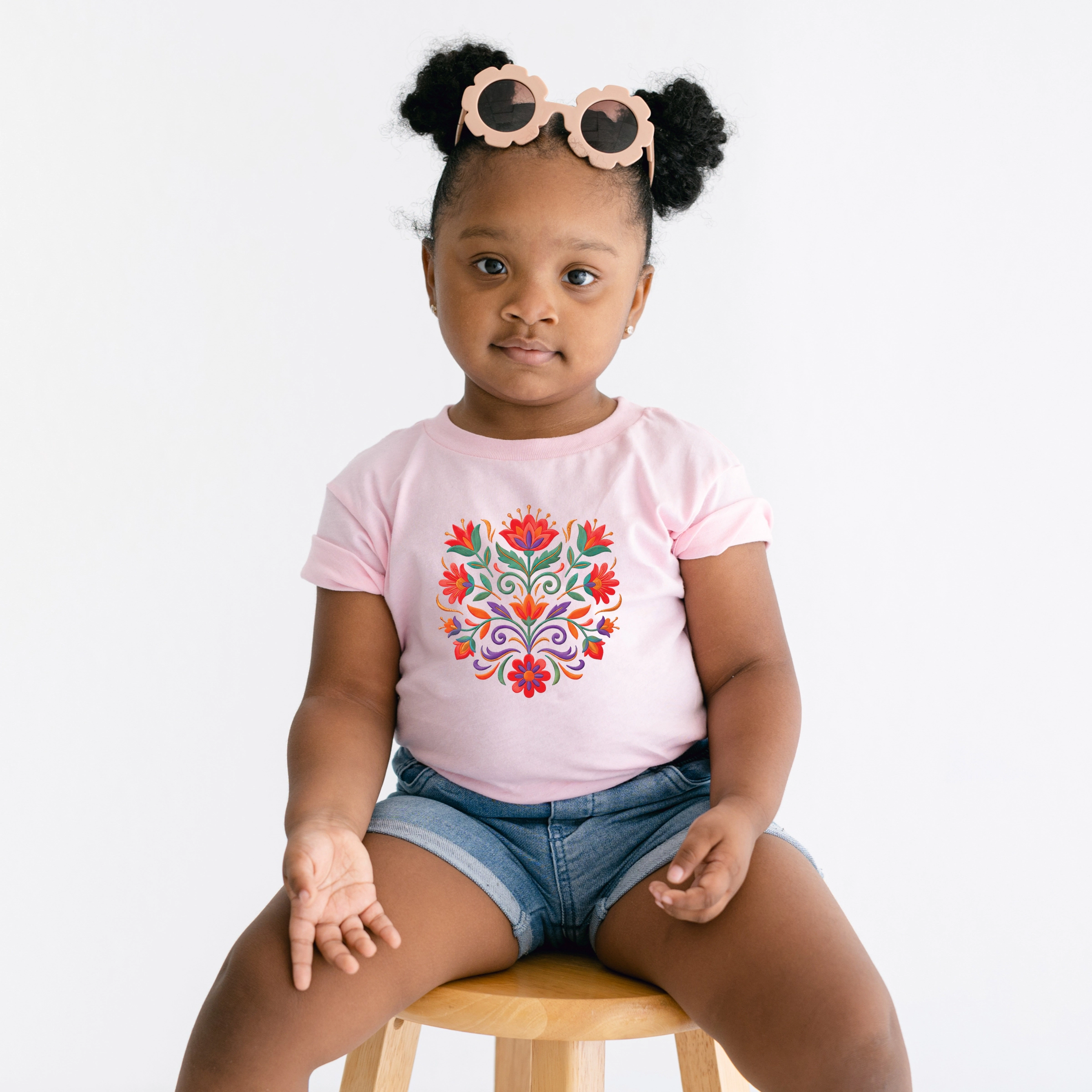 The Juniper Shop - Toddler Short Sleeve Graphic T-Shirt Swirly Florals Faux Texture