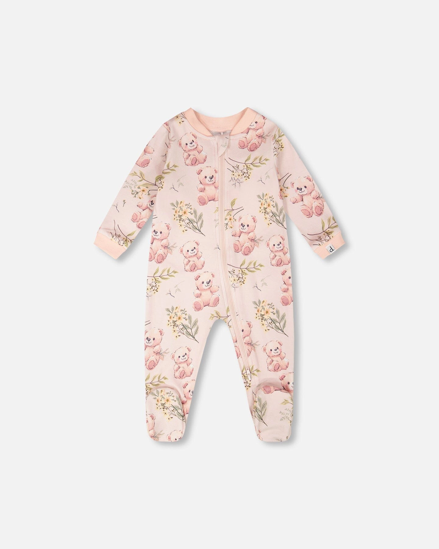 Deux par Deux Girls Organic Cotton Full-Length Zip Bear Print One-Piece Pyjama