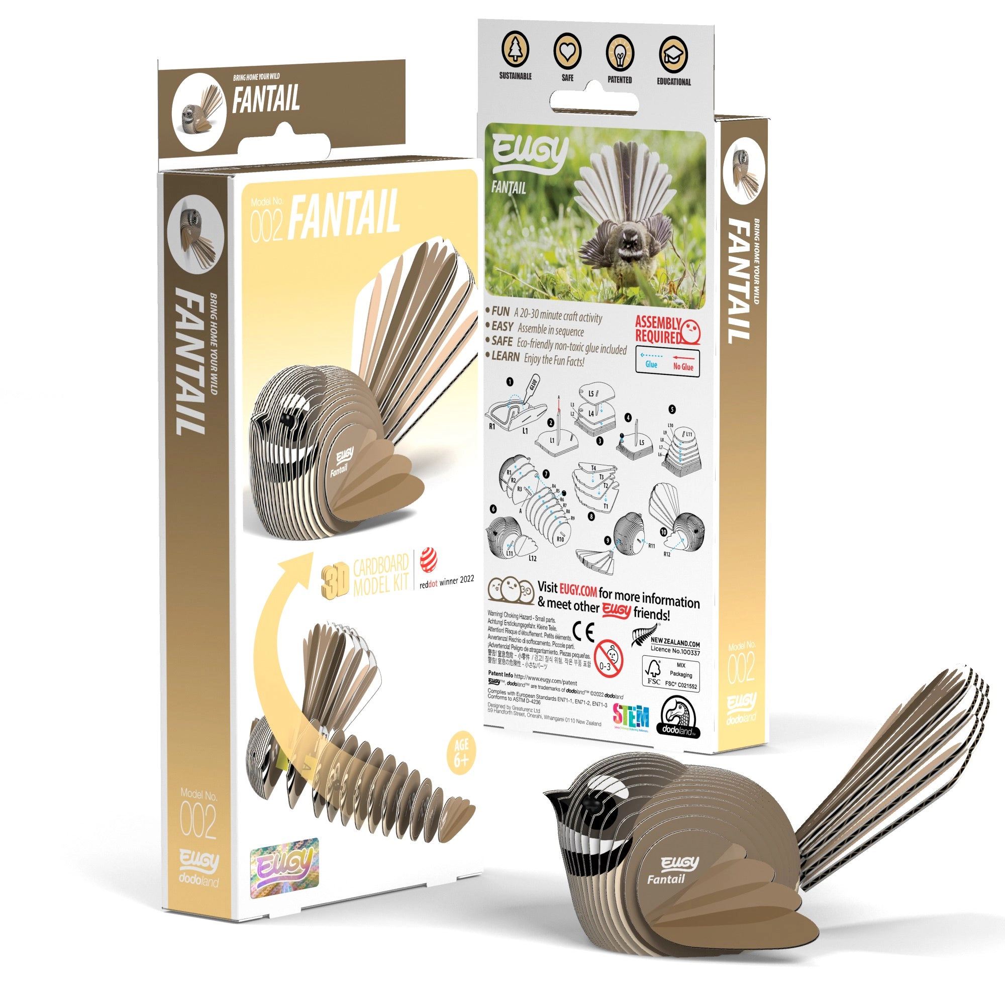 EUGY Fantail 3D Puzzle - contains 27 puzzle pieces