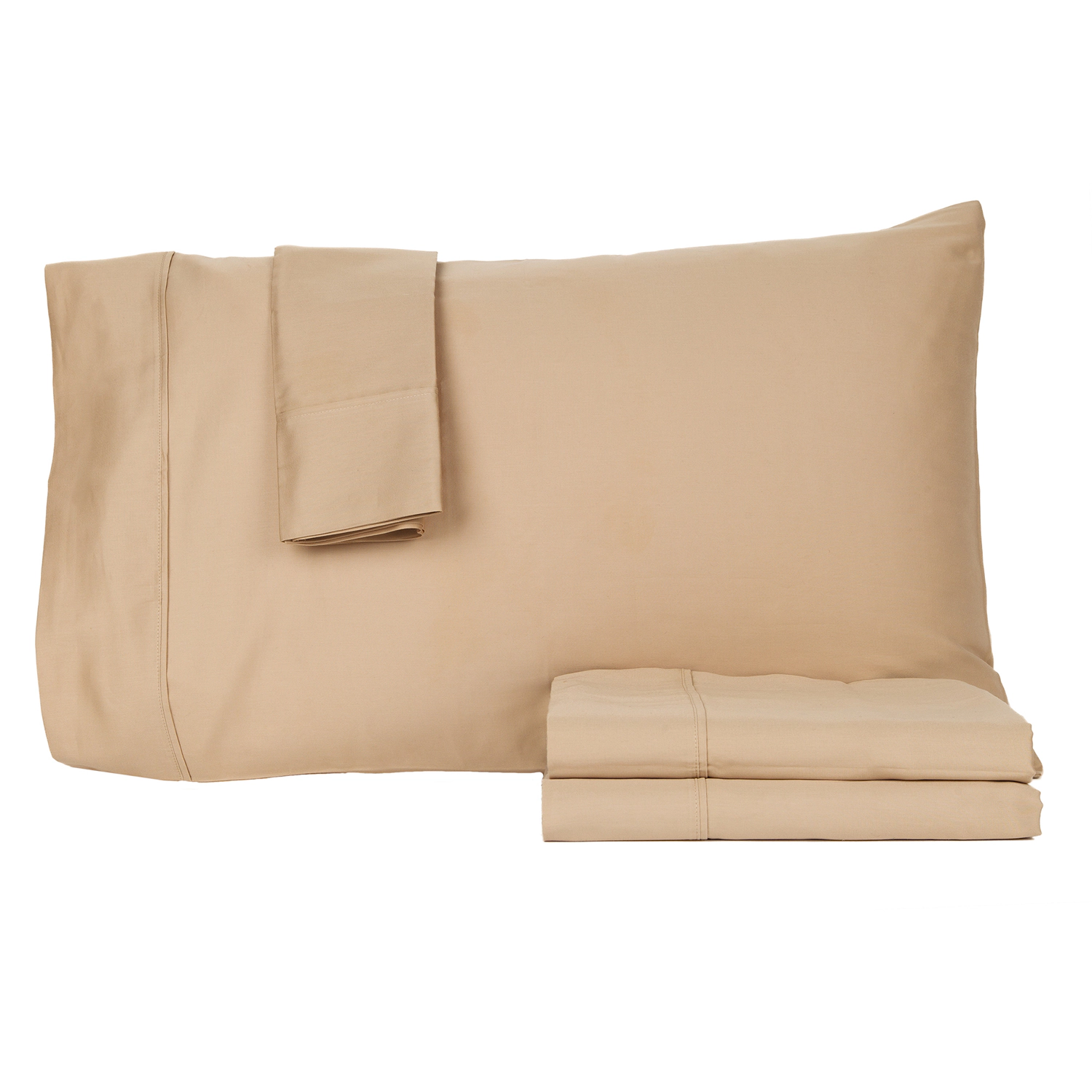 Castle Hill Premium Lightweight 440 Thread Count Cotton Sateen 4 Pieces Sheet Set King Taupe