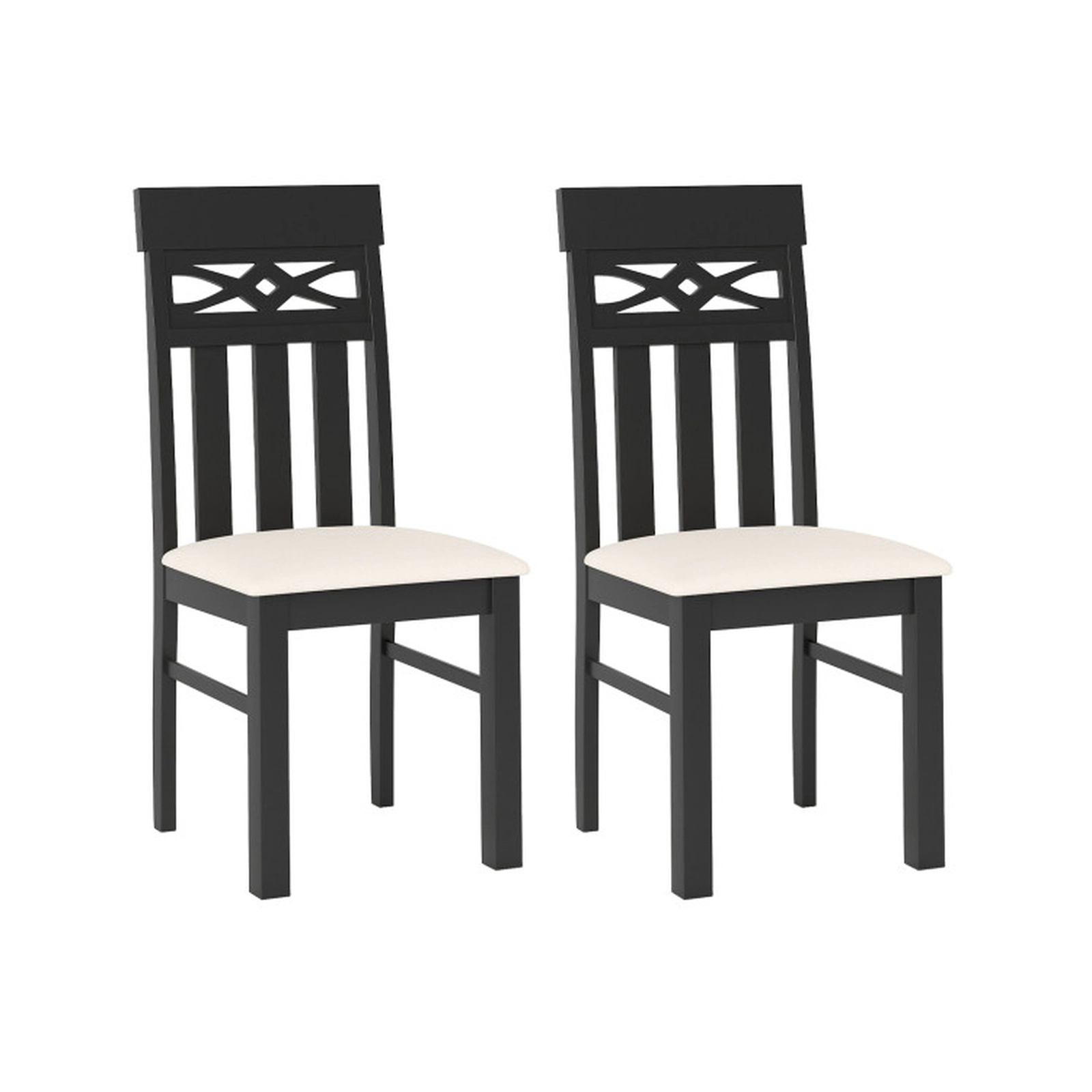 SUGIFT Black High Back Padded Seat and Rubber Wood Frame Set of 2 Dining Chairs