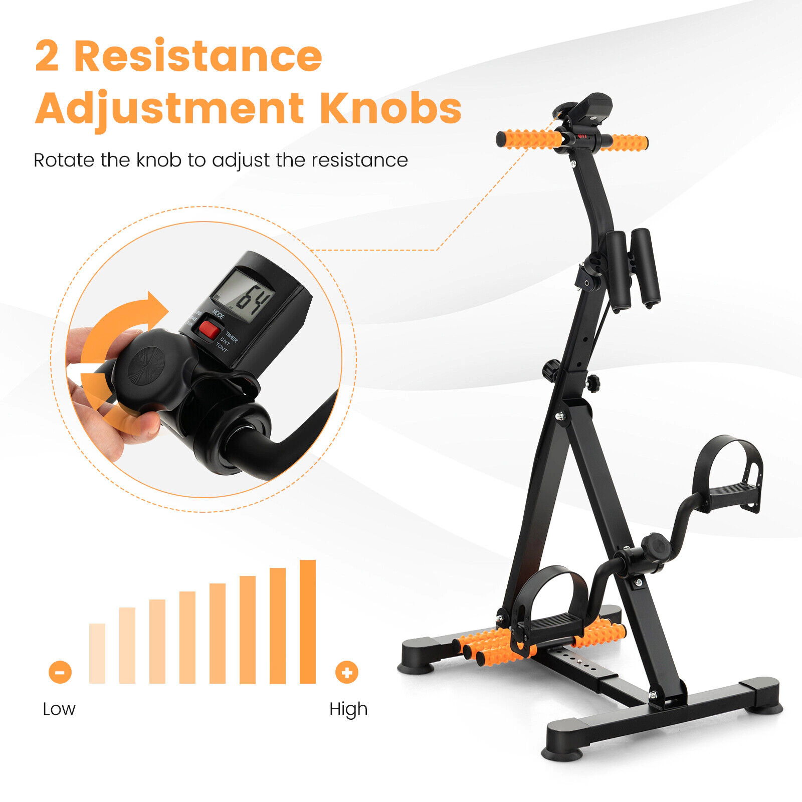 SUGIFT Yellow Adjustable Pedal Exercise Bike with LCD Monitor 17-in to 21-in W 17.5-in D 265-lb User Capacity