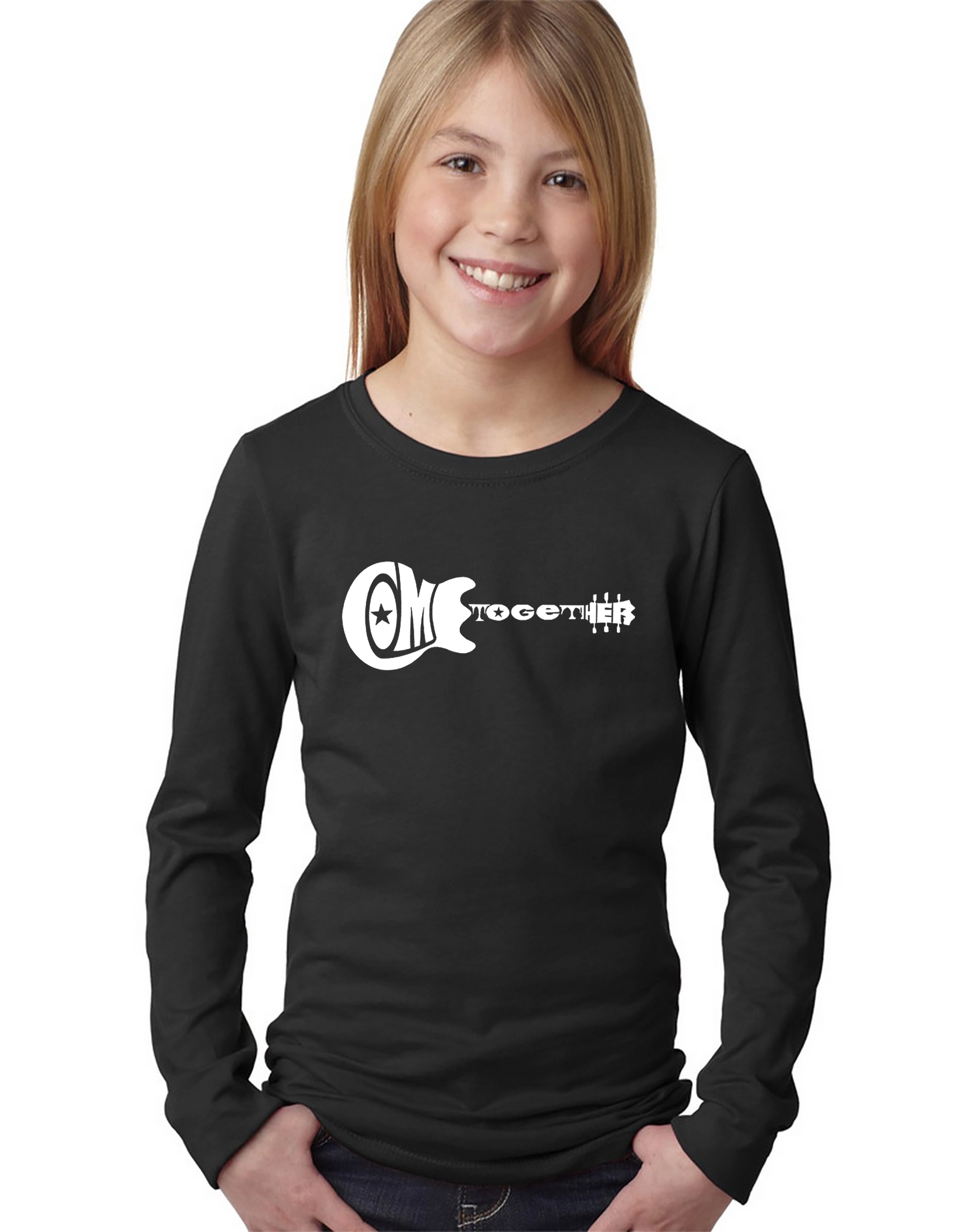 LA Pop Art Girls Long Sleeve Word T-Shirt - COME TOGETHER