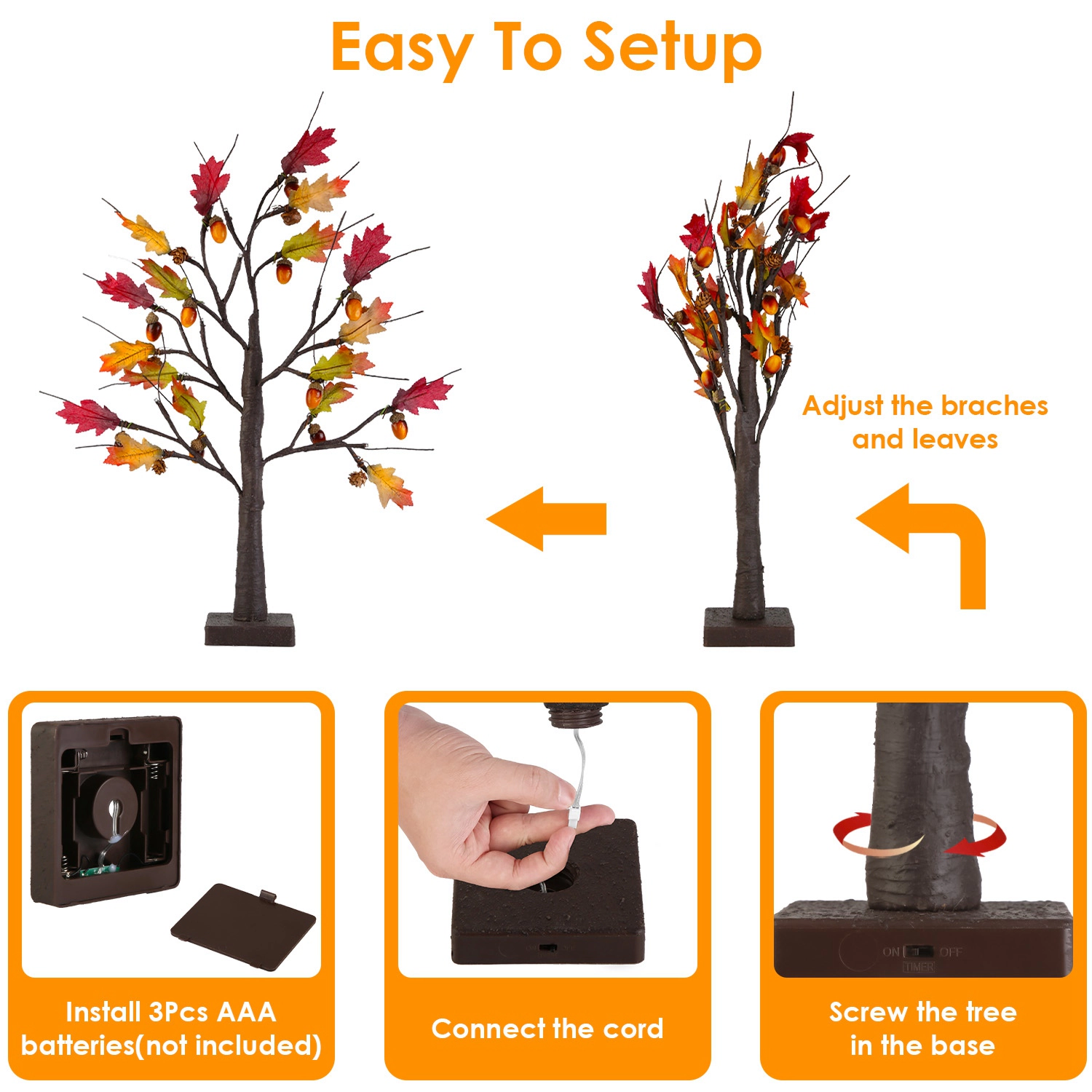 GBruno 2-Piece LED Lighted Maple Tree Set