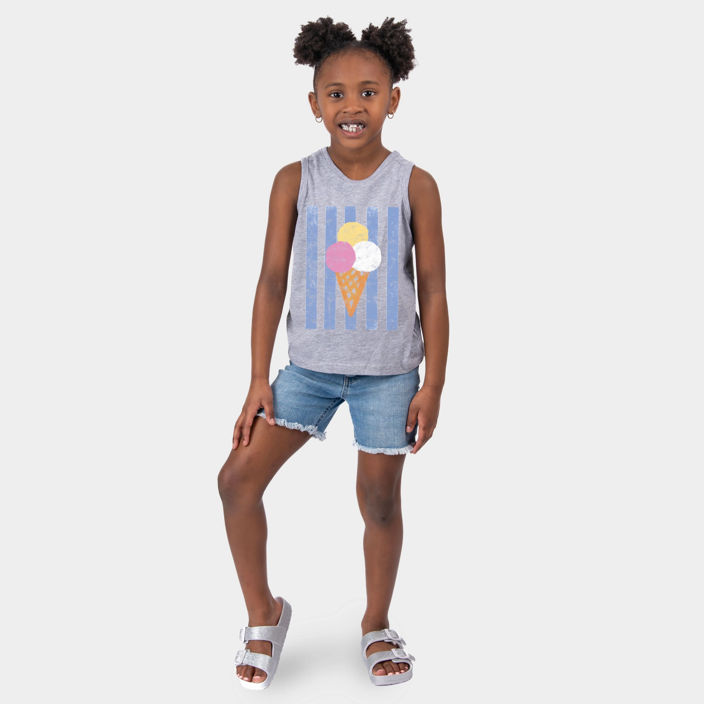 The Juniper Shop - Youth Tank Top Ice Cream Cone Stripes