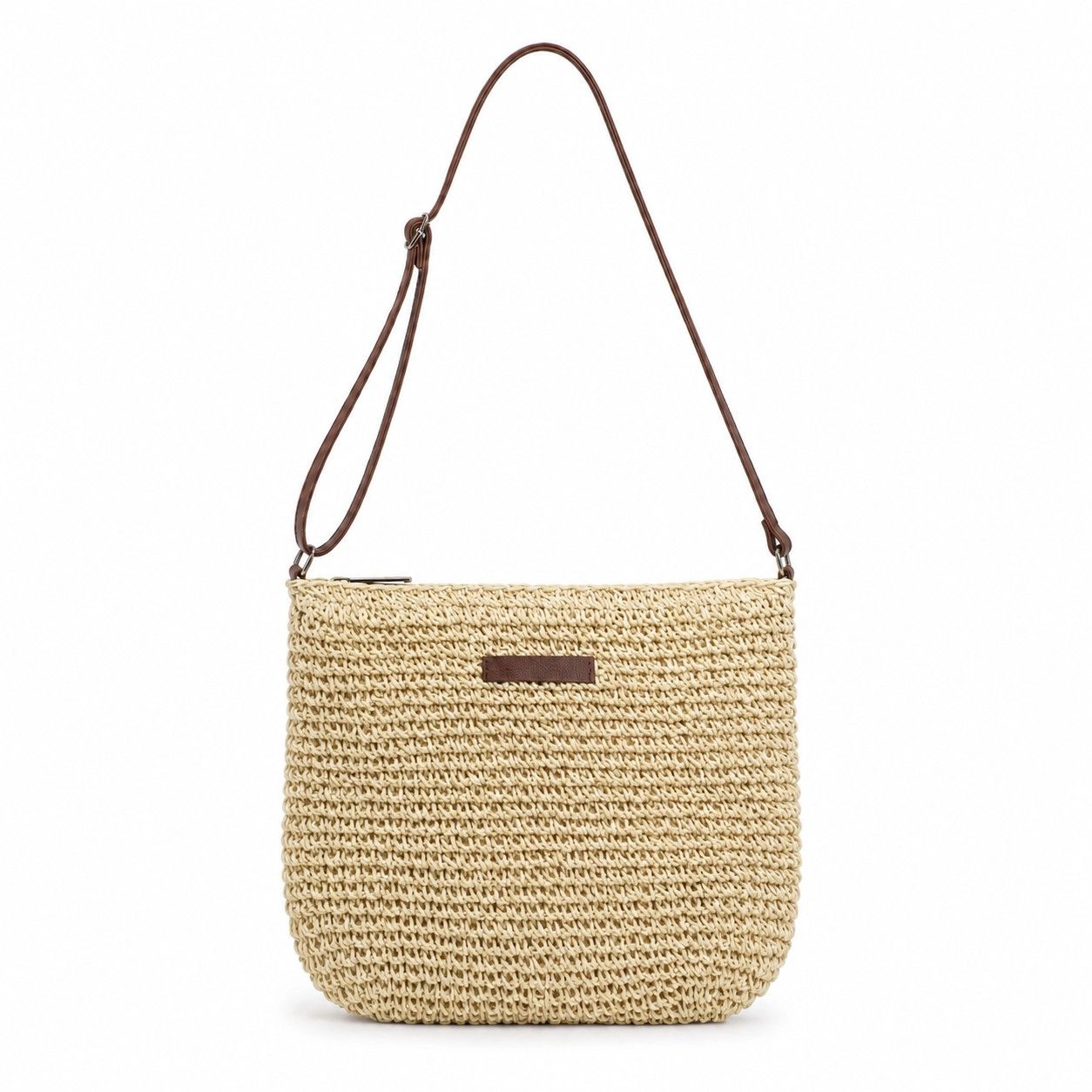 Alilang Women's Textured Woven Crossbody Bag with Zip Closure Adjustable Strap and Inner Pocket, Beige