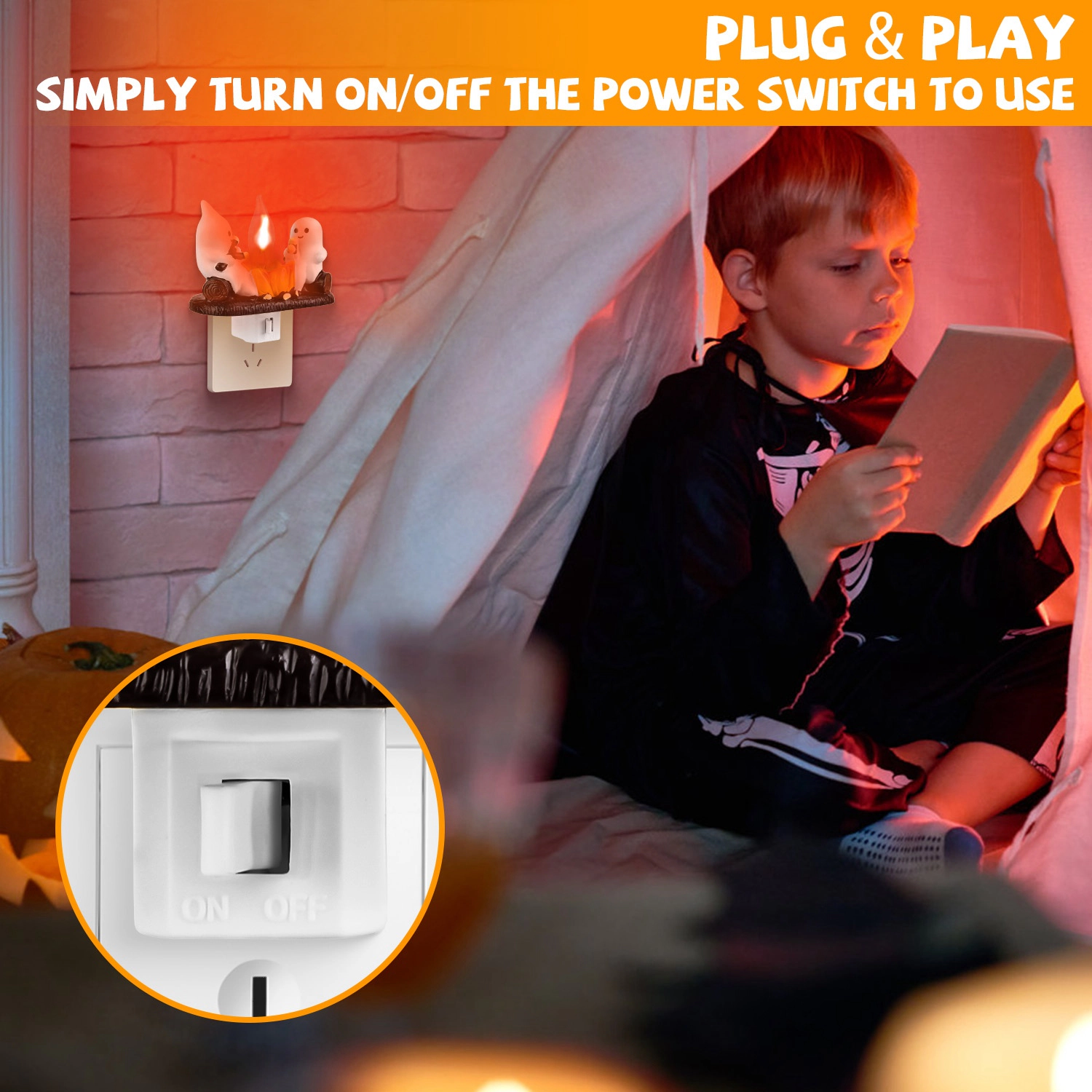 GBruno 2-Piece Ghost Campfire Flickering Night Light
