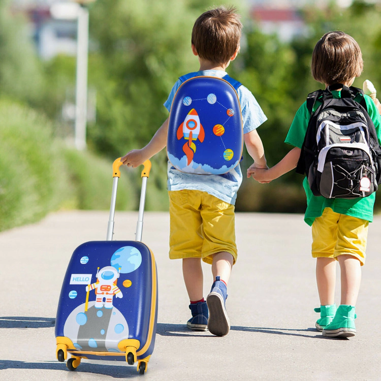 Hivvago 2-Piece Kids Travel Luggage Set with Backpack and Rolling Suitcase