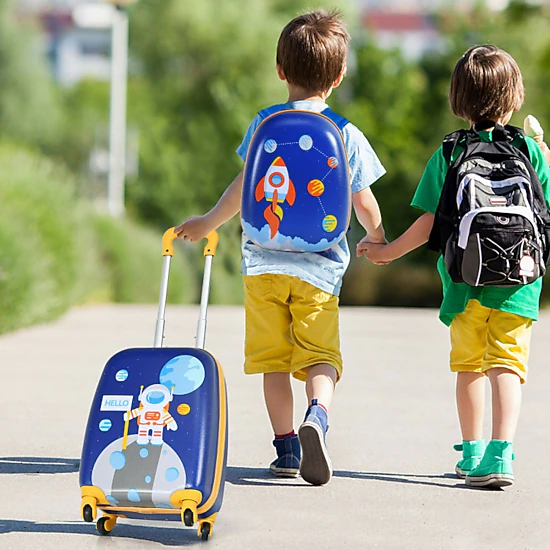 Hivvago 2 Pieces Kids Luggage Set 12 Inch Backpack And 16 Inch Rolling Suitcase