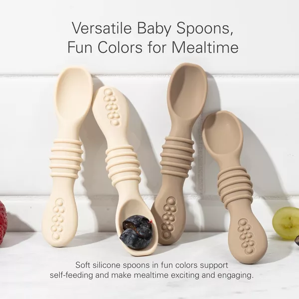 Sperric Silicone Baby Feeding Set, Suction Bowls w/ Lids, 4‑Pack Weaning Spoons & Fruit Feeders, Freezer Dishwasher Safe