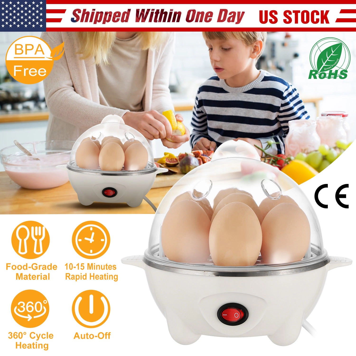 GBruno 7-Egg BPA-Free Electric Egg Cooker