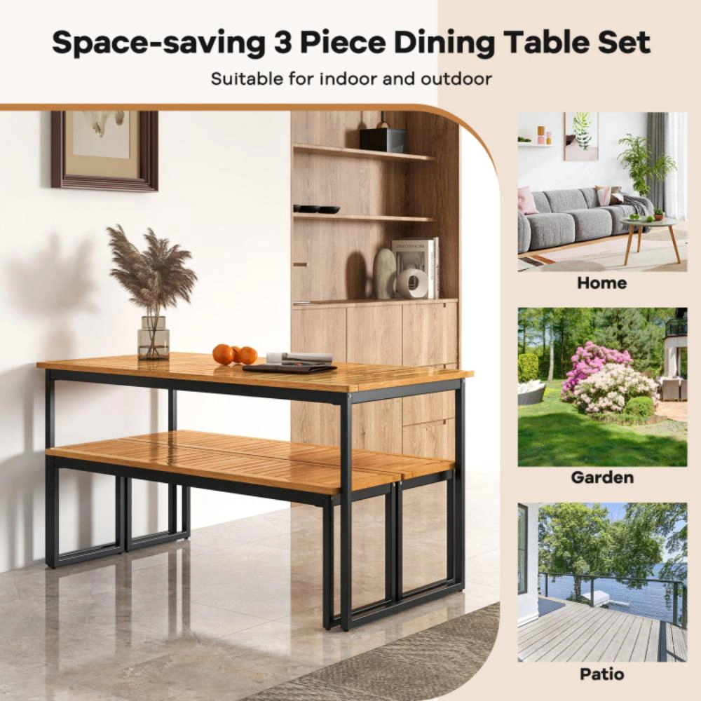 Hivvago Set Of 2 Patio Dining Bench For 2-3 Person Indoor Outdoor