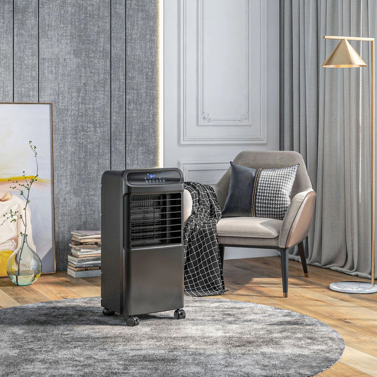 HONGGE 3-In -1 Ice Cooling Fan Mobile Evaporative Air Cooler with Remote Timer Oscillating for Home Office Bedroom