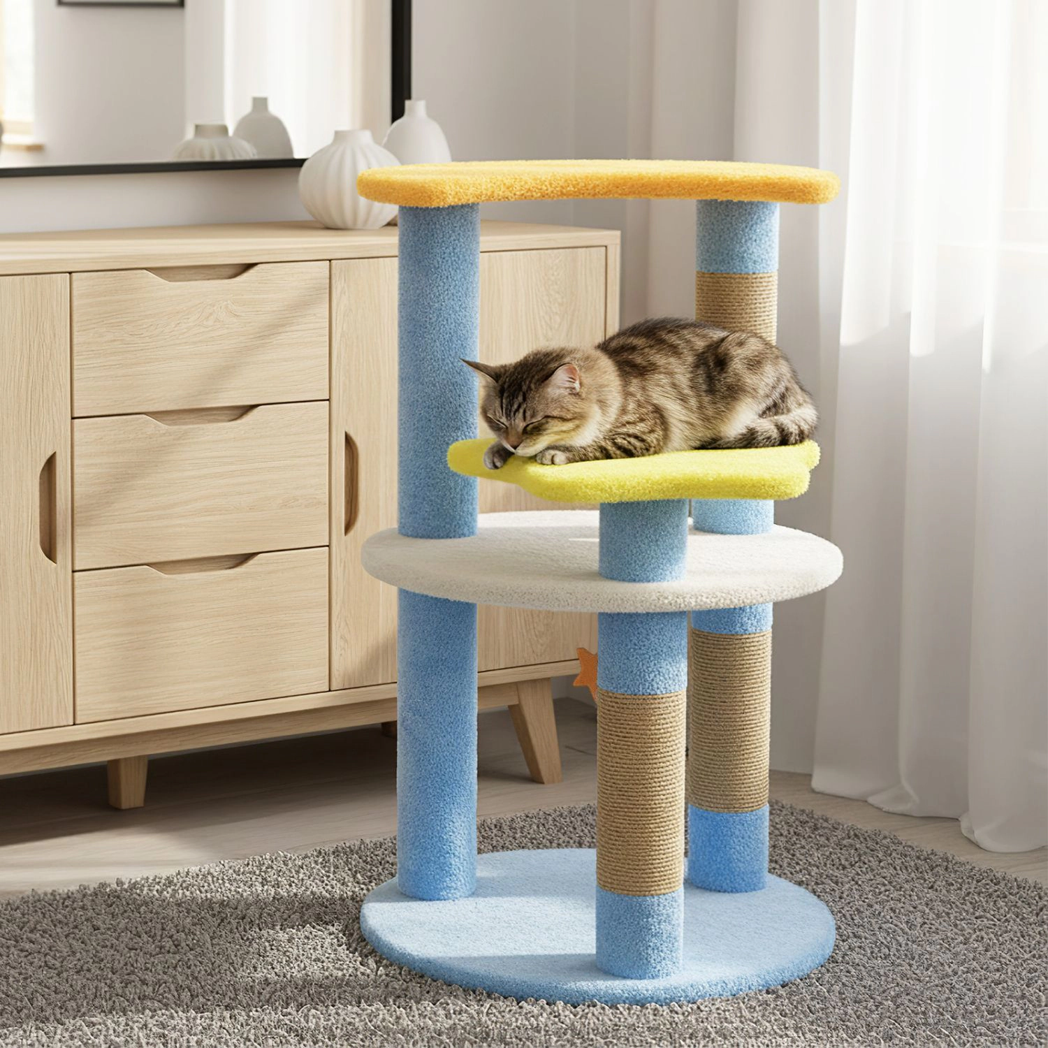 SlickBlue 29 Inch 4-Level Cat Tree with Moon and Star Platforms