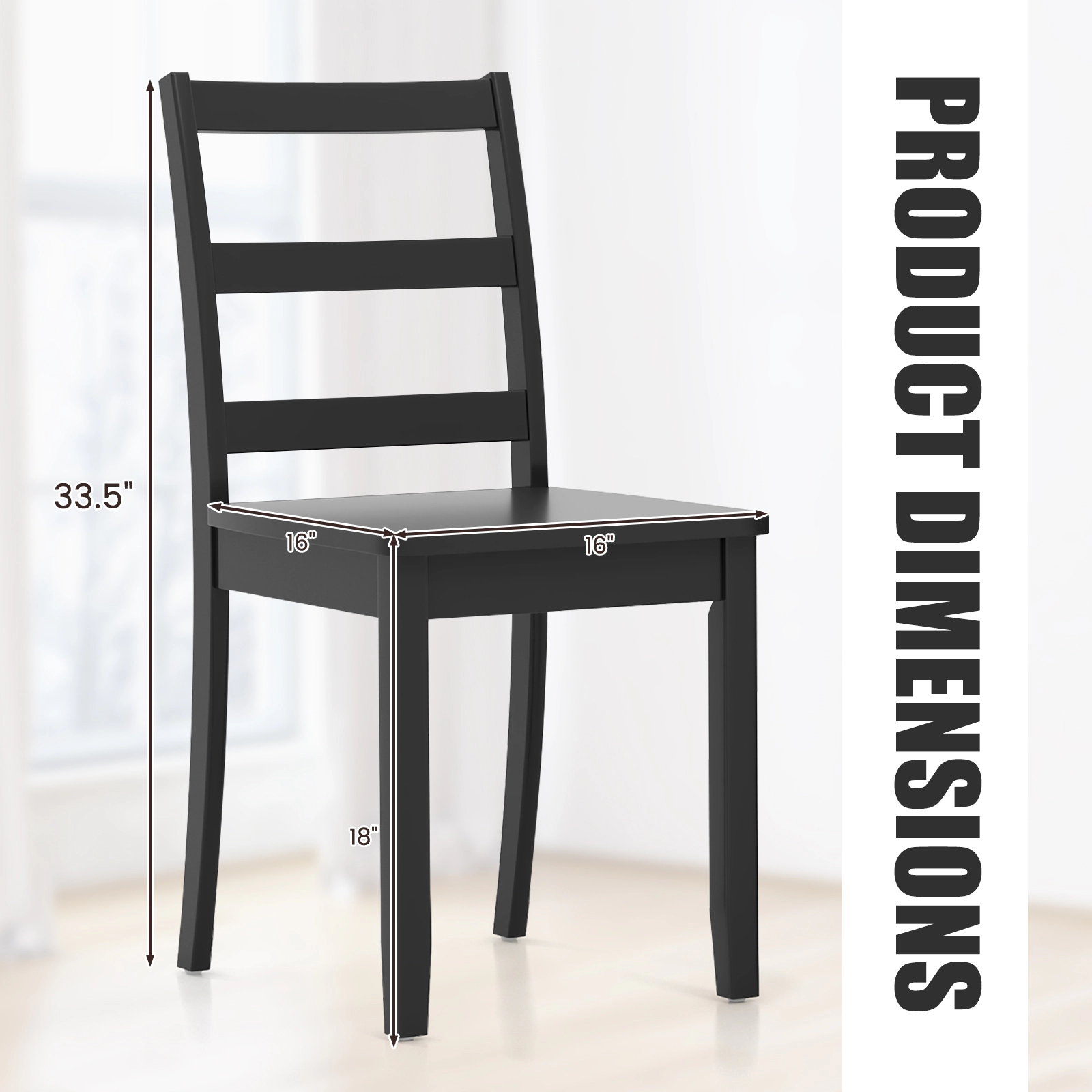LJG Set of 2 Wood Dining Chairs with Solid Rubber Legs