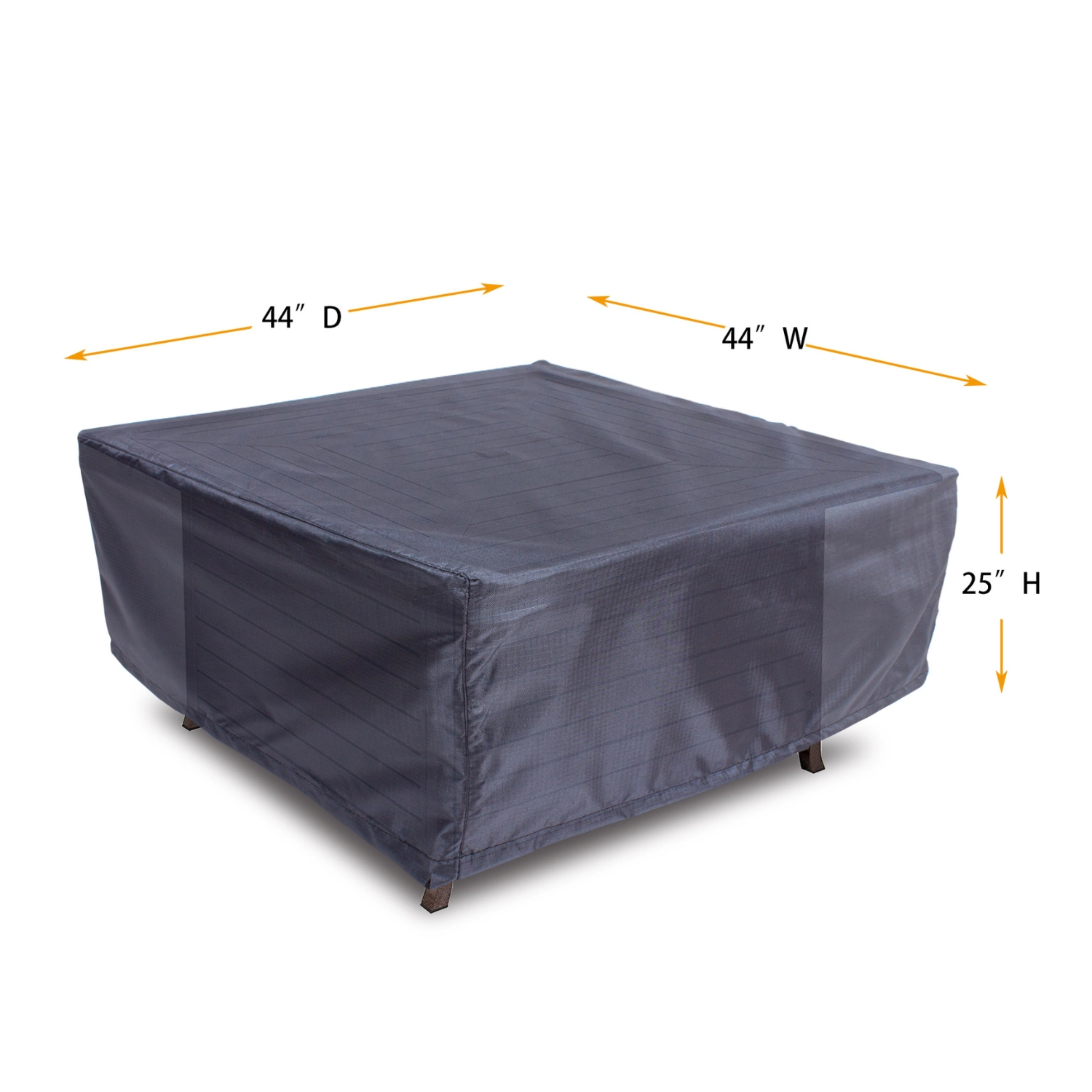 Summerset Shield Gold 2-Layer Polyester Fabric Outdoor Fire Table Square Cover - 44x44", Charcoal Grey