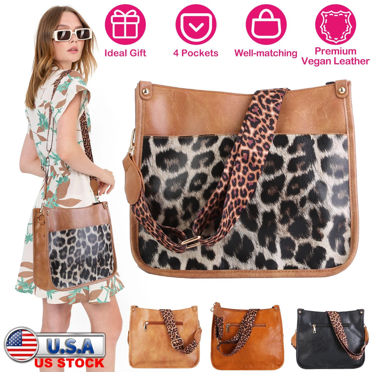 GBruno Vegan Leather Crossbody Bag With Guitar Strap