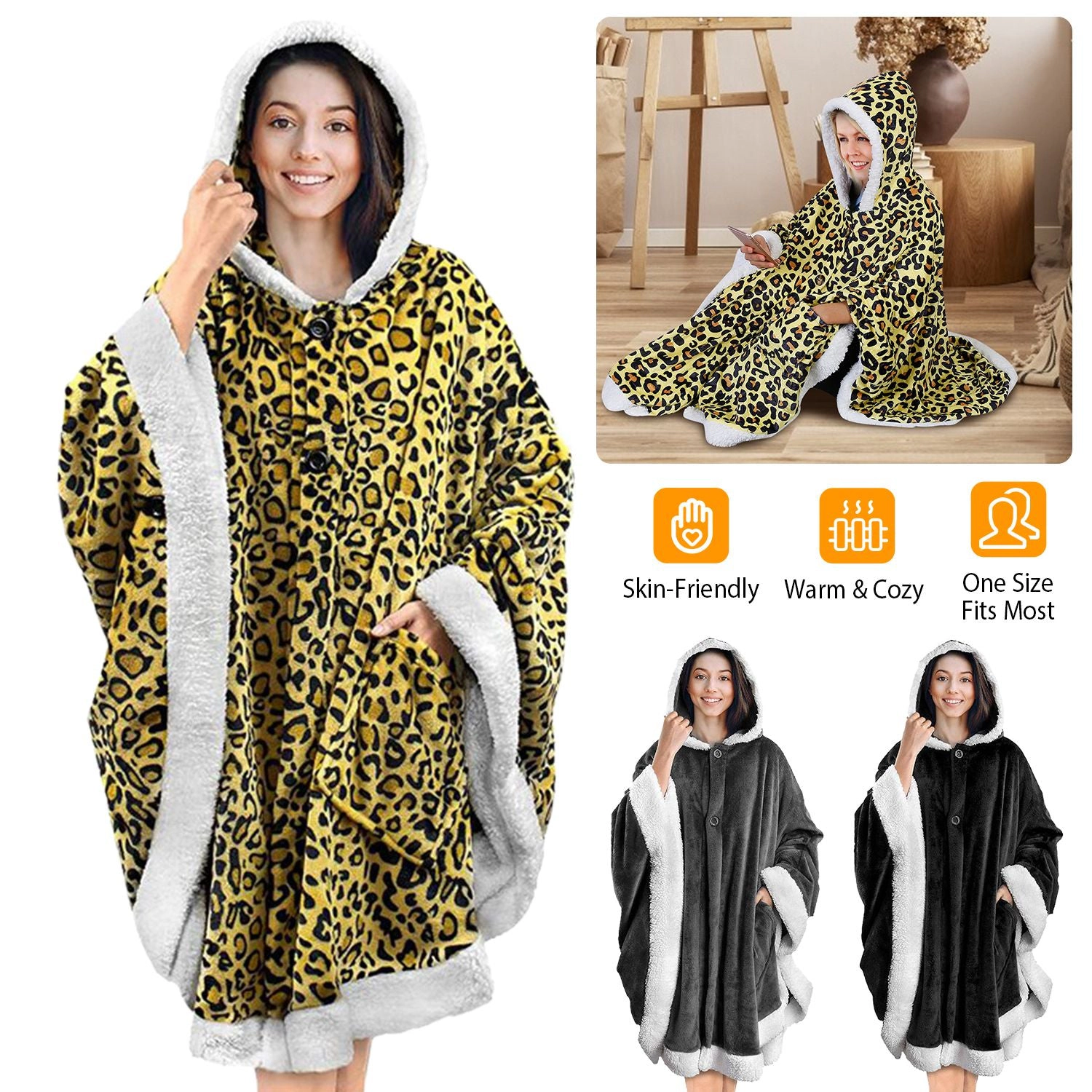 GBruno Hooded Wearable Blanket With Pockets