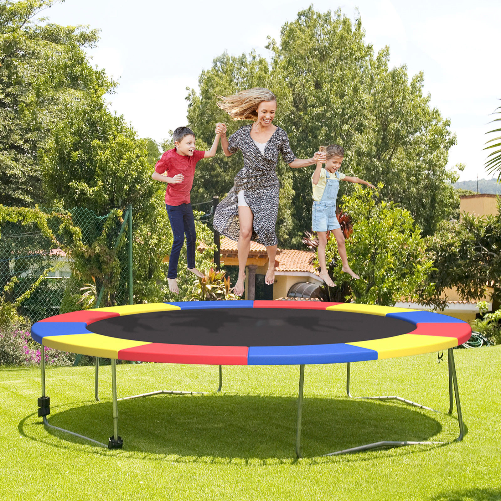 SUGIFT Waterproof Tear-Resistant Universal Trampoline Safety Pad Spring Cover 12-ft Diameter Multicolor