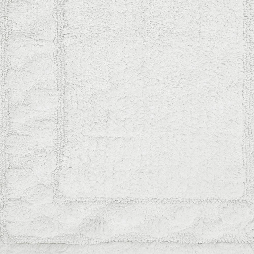 Sculptured Border Design Non-Slip Cotton Bath Rug 24" x 40" White by Castle Hill London