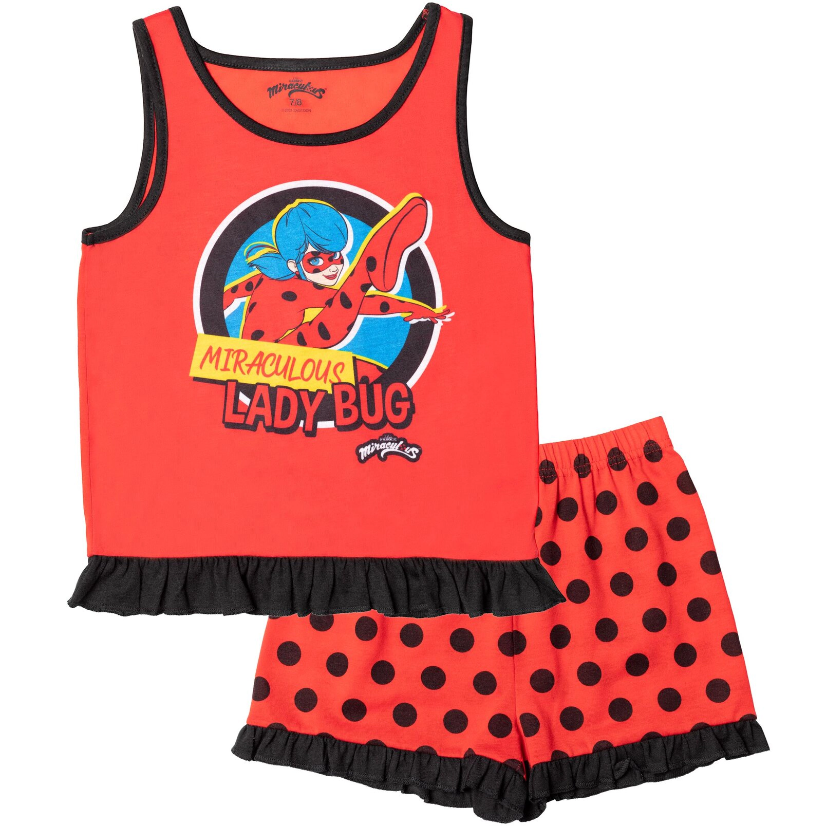 Miraculous Ladybug Girls' Sleeveless Pajama Shirt and Shorts Set