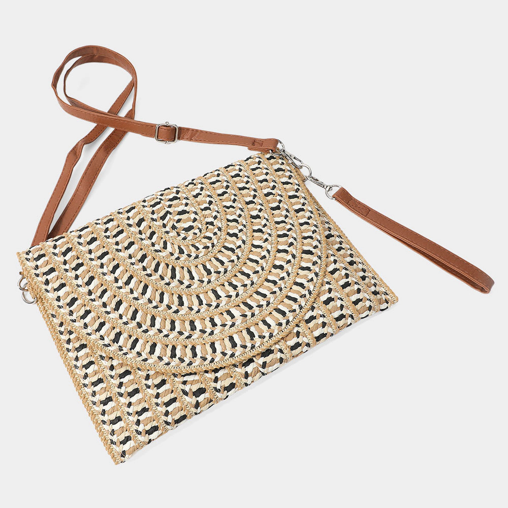 FASHNZFAB Multi Color Straw Clutch Bag / Crossbody
