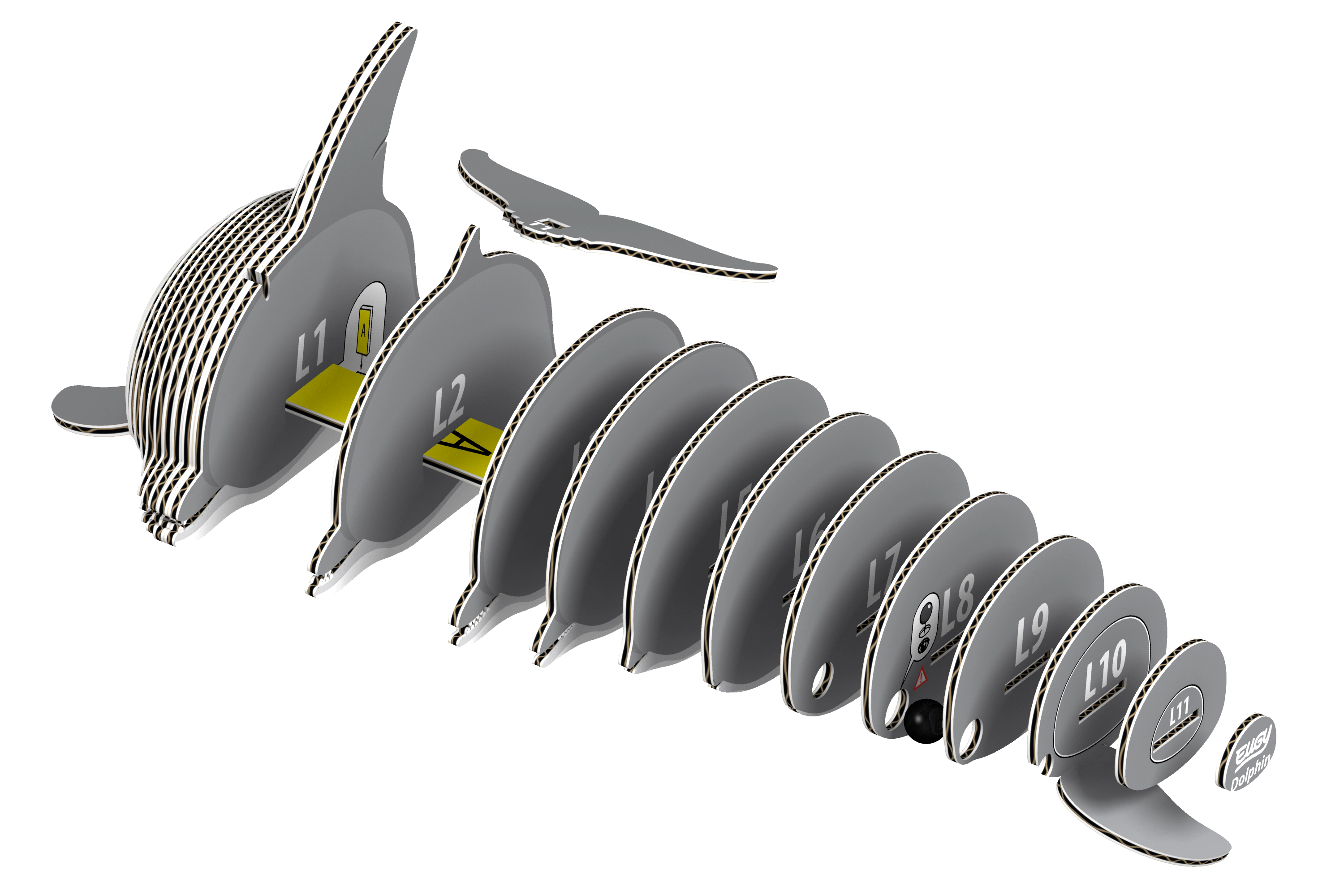 EUGY Dolphin 3D Puzzle - contains 25 puzzle pieces