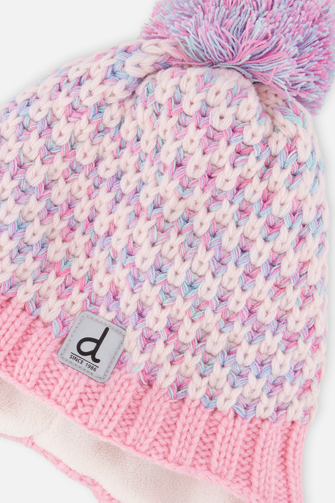 Deux par Girls Stockinette Stitch Winter Peruvian Knit Hat with Pompom