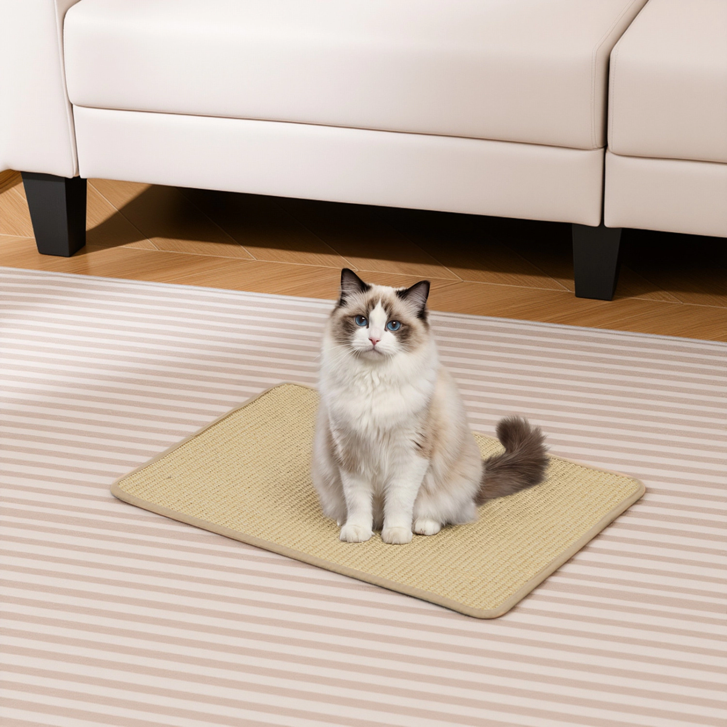 SUGIFT 24 x 16 Inch Cat Scratcher Mat Set Natural Sisal 6 Piece Pack