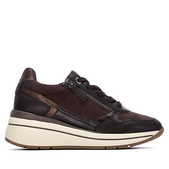 XTI Women's Casual Wedge Lace- Up Sneakers