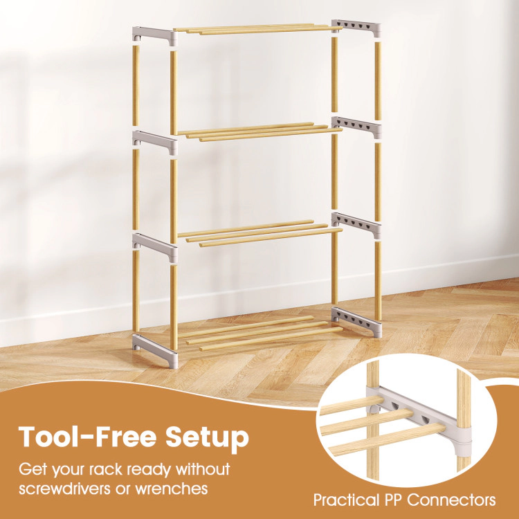 Hivvago 4-Tier Solid Wood Shoe Rack with Slatted Open Shelves