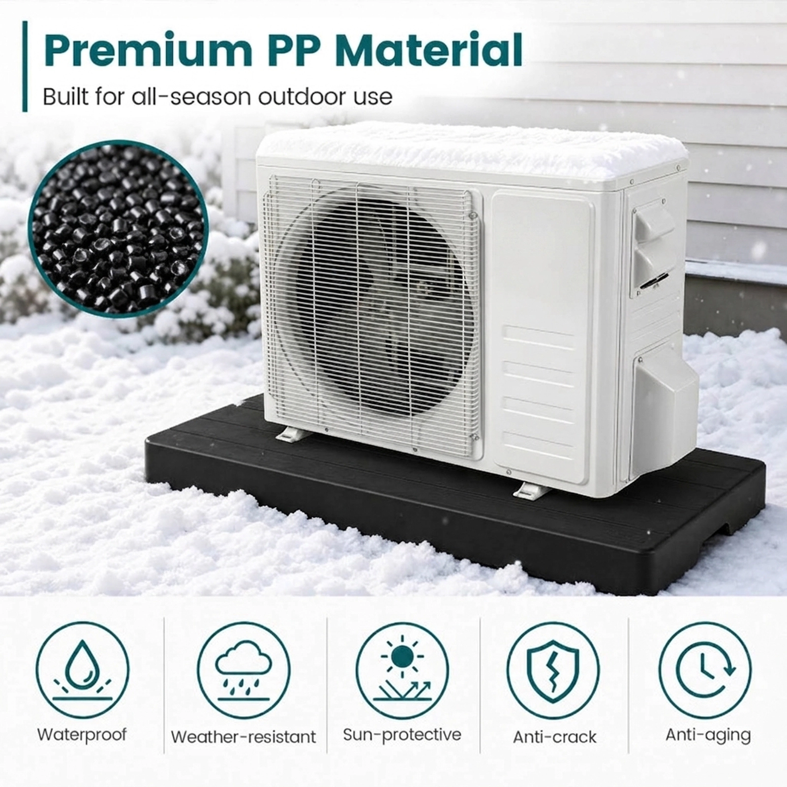 SUGIFT 38-in x 18-in x 3-in 1000-lb Capacity Black Condenser Pad for Mini Split Ductless Heat Pump HVAC