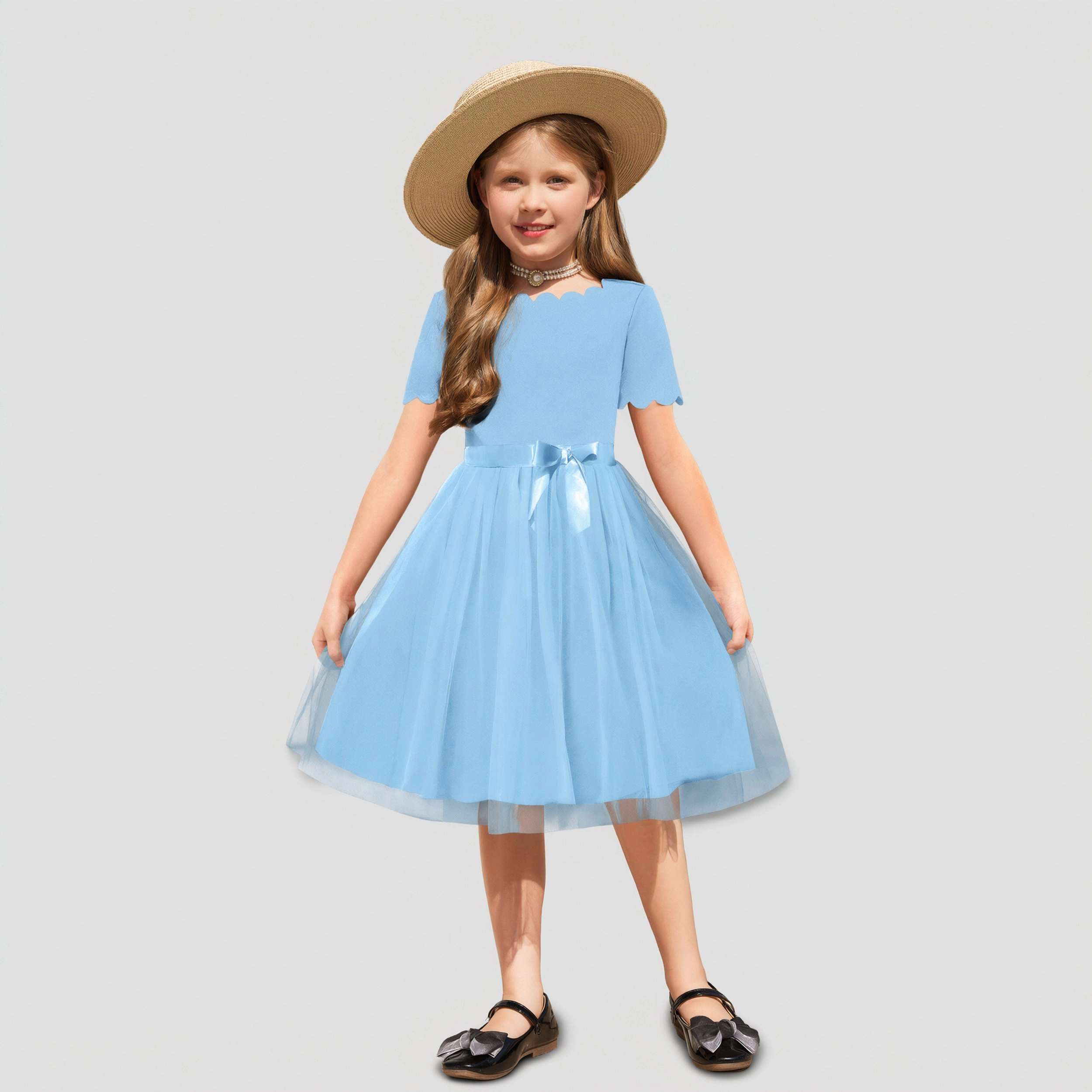 Arshiner Toddler Girls Vintage Party Dress Aline Tulle Girl Dresses For Birthday