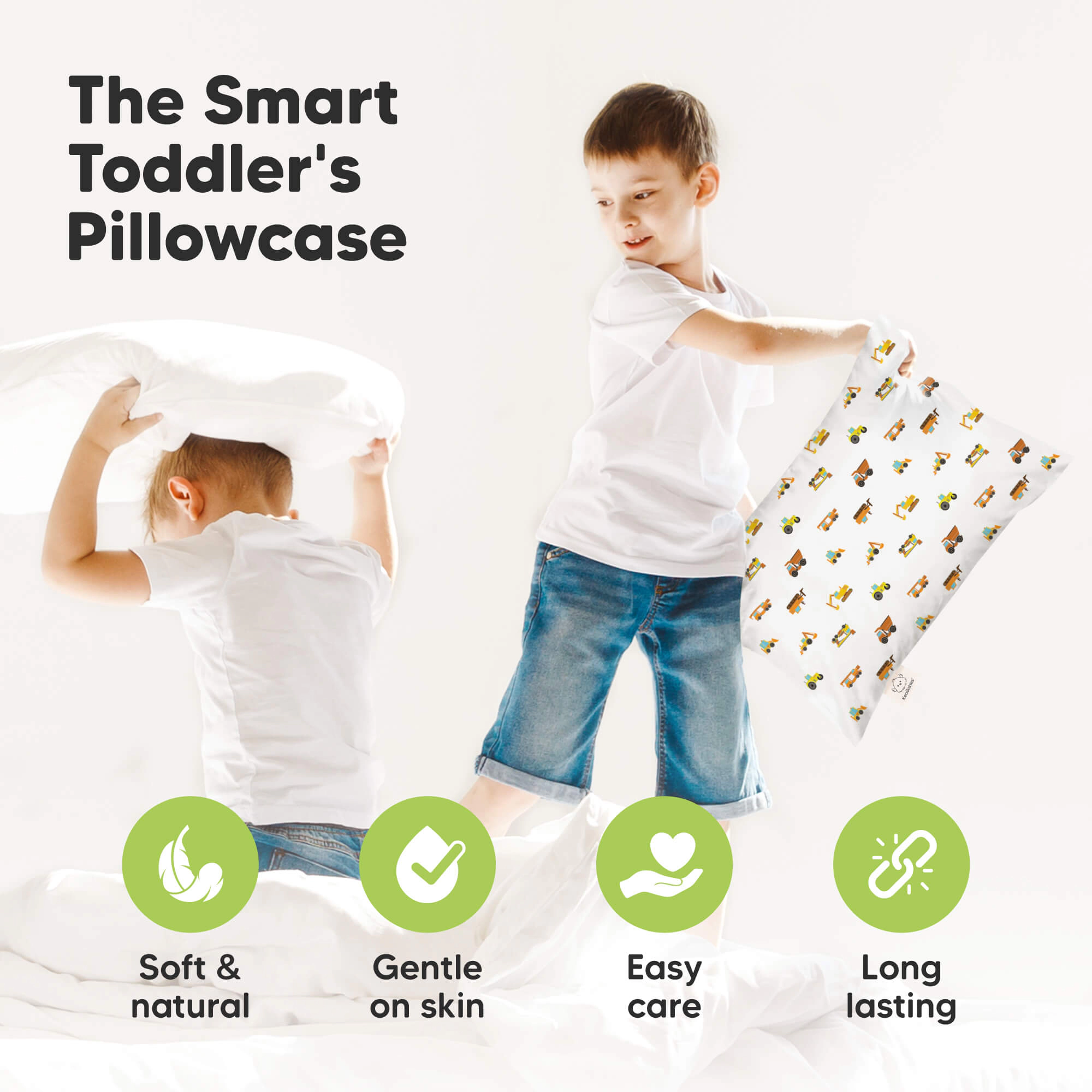 KeaBabies 2-Pack Printed Toddler Pillowcase 13X18"