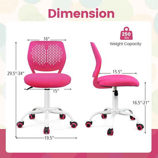 SlickBlue Children Swivel Task Chair with Rolling Casters and Seat