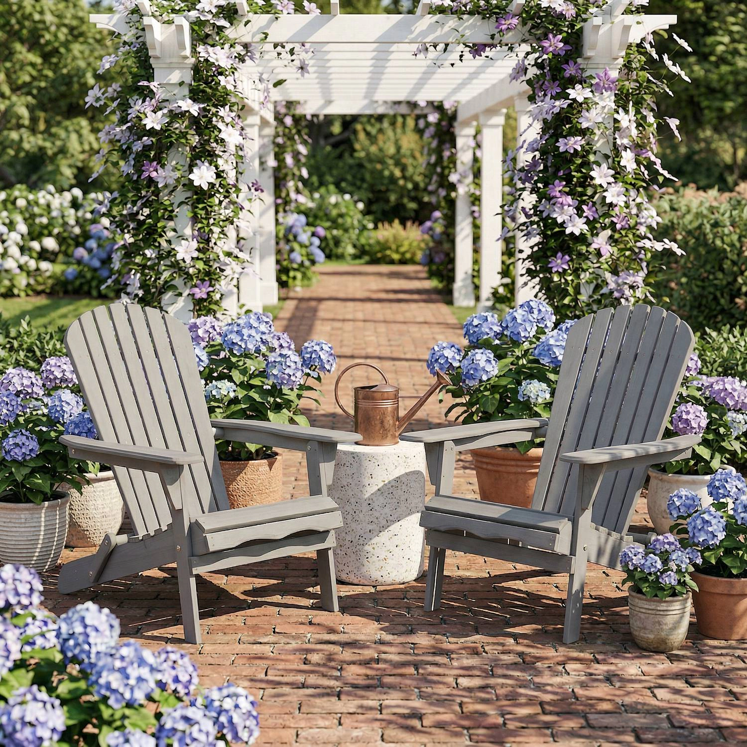 GBruno 2-Piece Folding Adirondack Chairs Hemlock Wood