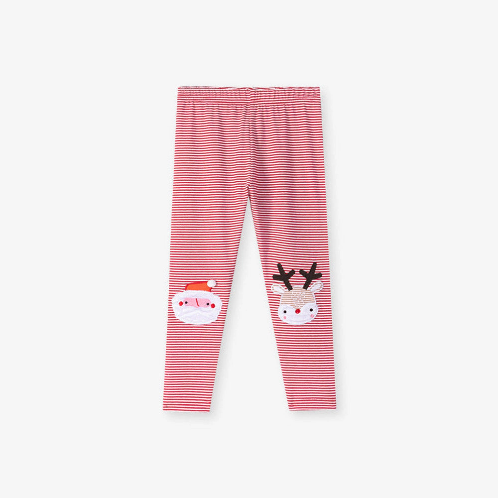 MyKids-USA Girls' Christmas Cartoon Sweatshirt and Striped Pants Set - Red, Toddler 2T–6X