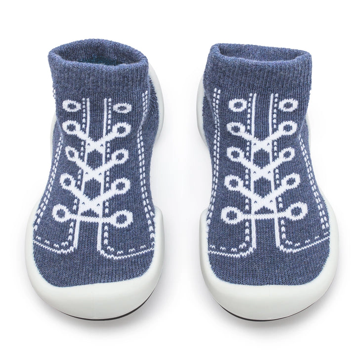 Komuello Toddler Girl Boy First Walk Sock Shoes Sneakers - Denim Blue