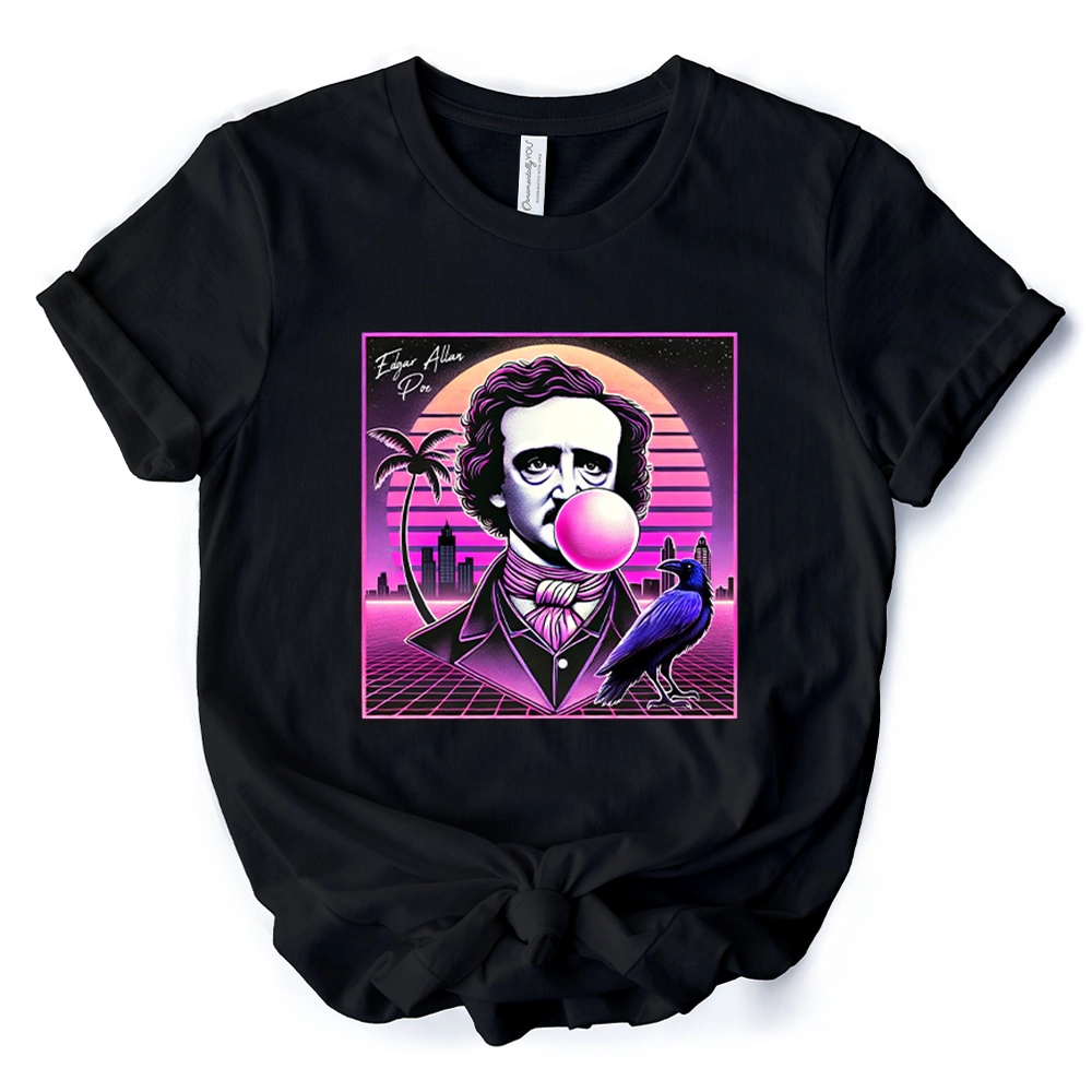 OrnamentallyYou Unisex Synthwave 80's Edgar Allan Poe Horror Halloween T-Shirt