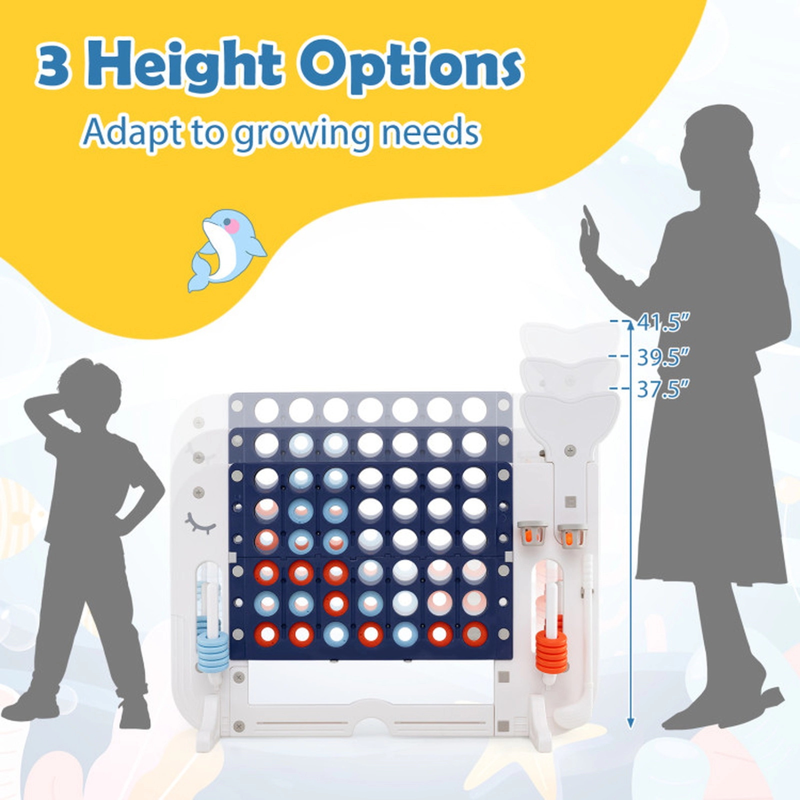 SUGIFT 55-in 4-in-1 Giant 4-to-Score HDPE Game Set with Ring Toss Basketball Golf and 2 Cup Holders Navy