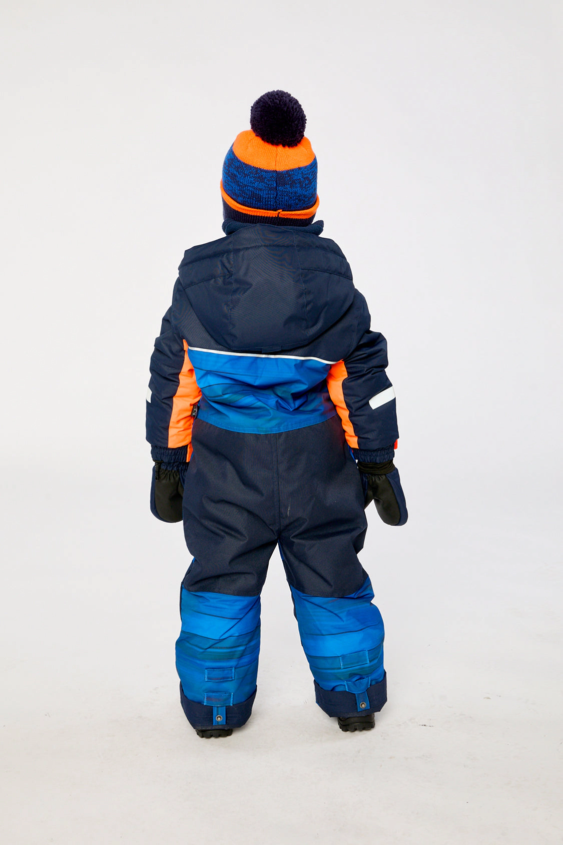 Deux par Boys Striped One Piece Play Snowsuit with Detachable Hood