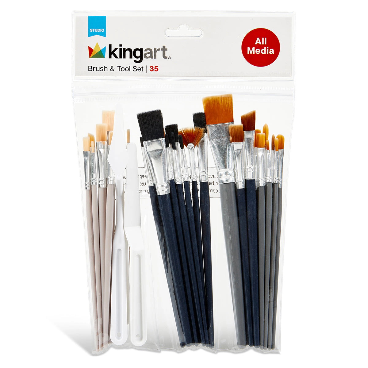 KINGART Studio Brush Set - 35-Piece All-Media Brushes & Palette Knives
