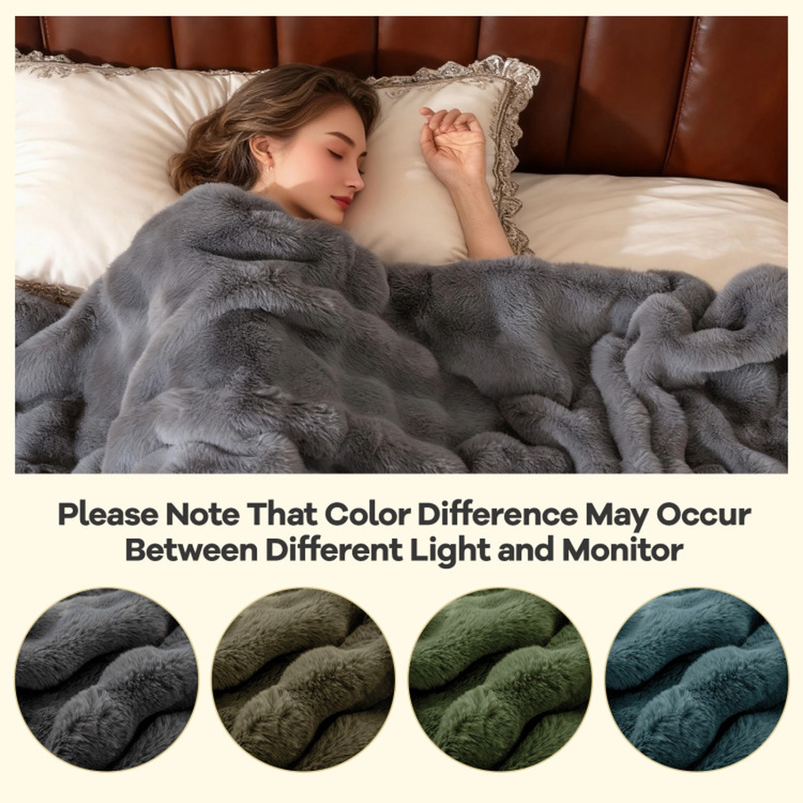 SUGIFT Twin Size Double Sided Faux Rabbit Fur Flannel Blanket 620GSM Fur 210GSM Flannel 60 x 80-in 6.5-lb Gray
