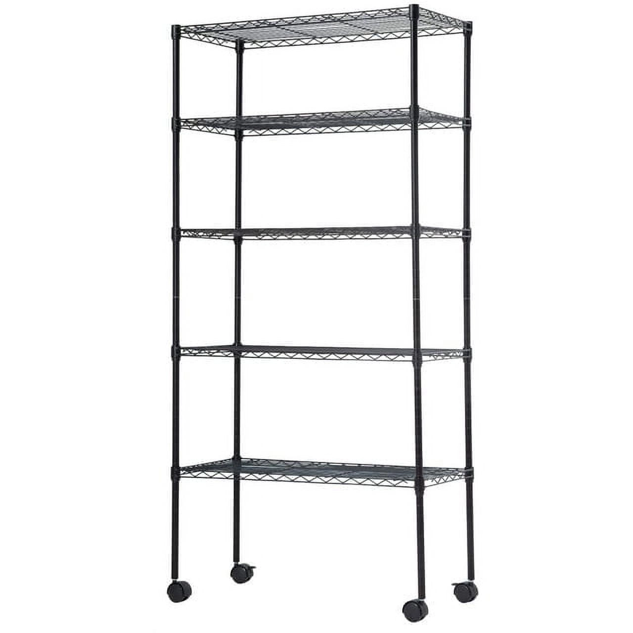 Flynama 14-inch W x 30-inch D x 60-inch H-Shelf Adjustable Standing Garage Shelves Shelving Unit with Wheels Black