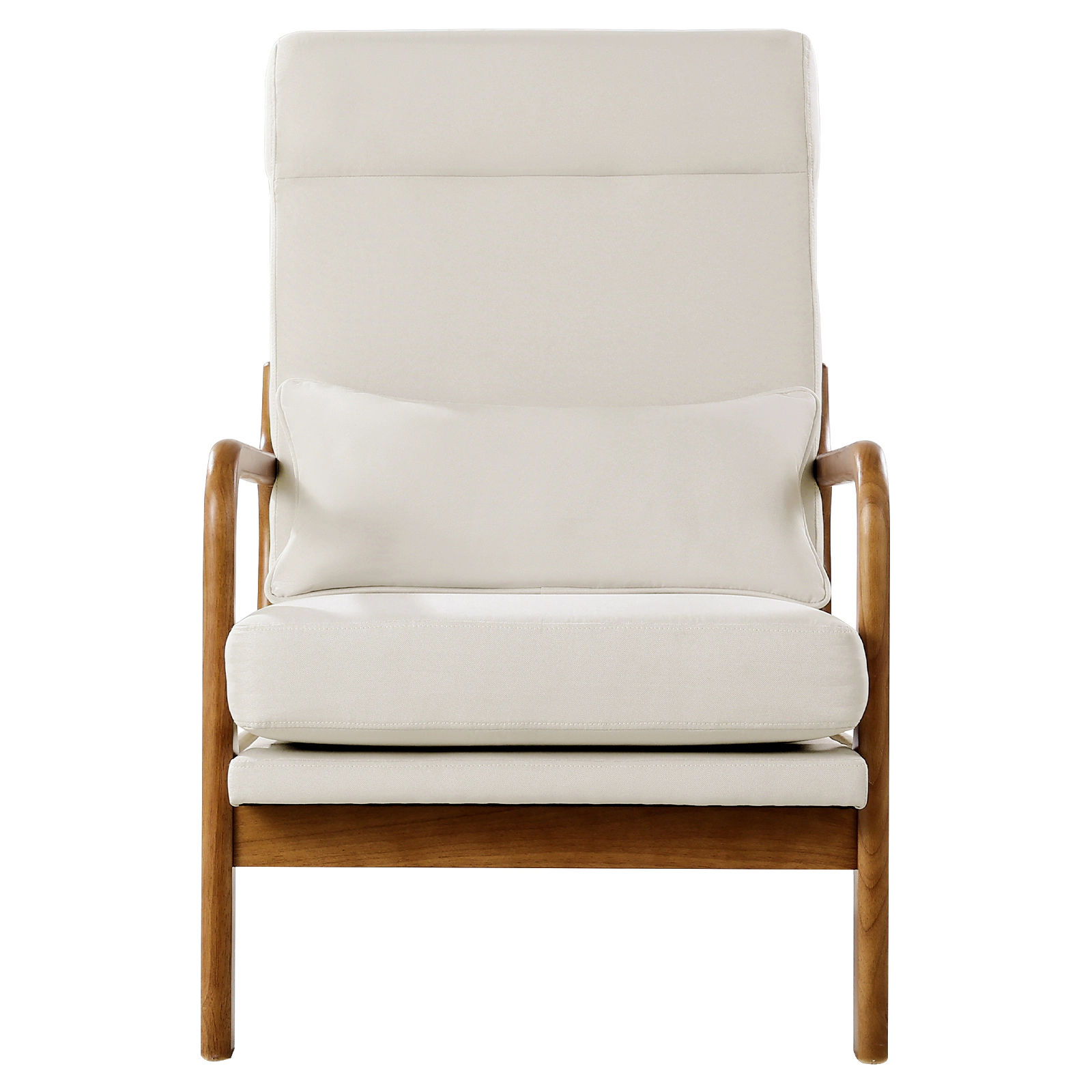 HONGGE Mid Century Modern Accent Chair with Solid Wood Frame, Non-Slip Legs, Linen Fabric