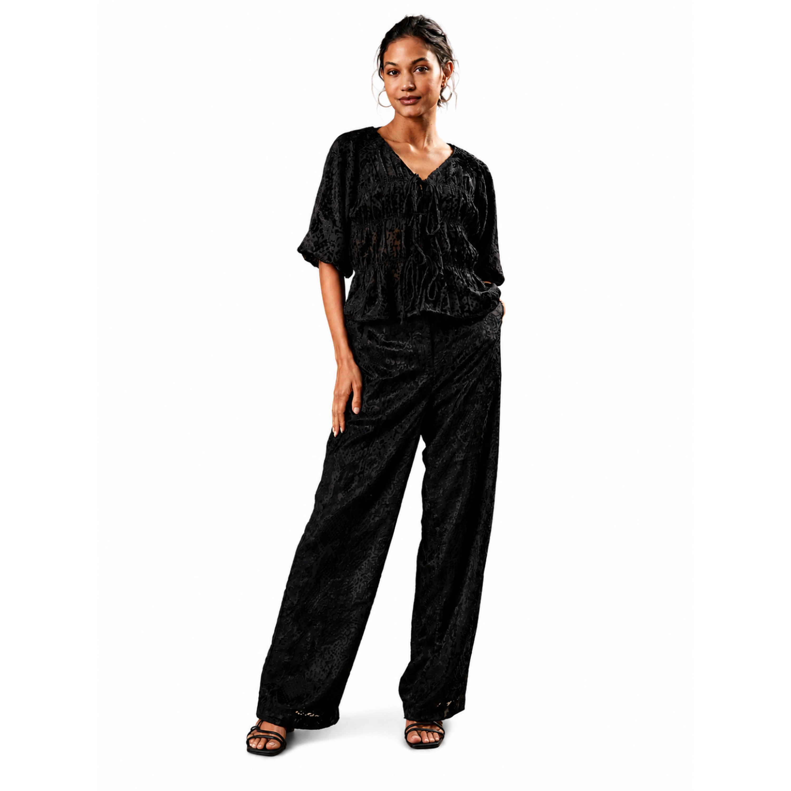 Rose & Nancy Women's Juniper Black Snake Velvet Trouser